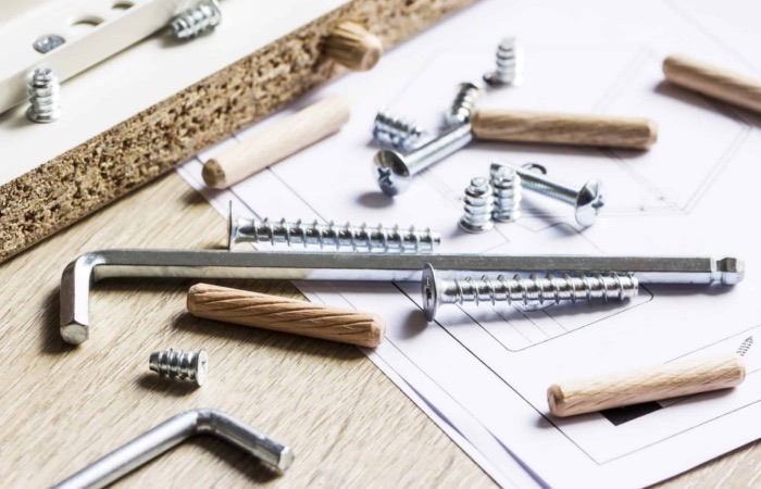 Flat-pack furniture being assembled